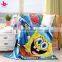 Sponge Bob Printed 100% Polyester Flannel Fleece Faux Fur Mink Children Frock Design Super Soft Warm Thick Throw Plush Blankets