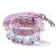 Fashion wholesale PU cartoon pet dog collar and leash set with bell