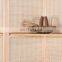 6 ft Tall Beige Woven Bamboo Room Divider Folding Privacy Screens Partition Wall with 2 Display Shelves
