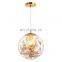 Creative Modern Clear Glass Pendant Light Globe Round Ball Ceiling Hanging Lamp With Metal Silver Flower Chandelier
