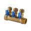 3/4 inch True Brass Three Ways Manifolds Valve For Cold Water Manifold Valve