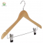 Factory Wholesale Household Items Wooden Pants Low MOQ Custom Logo Sample Free Shirt Clothing Custom Wooden Hangers with Clips for Clothes