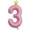 40 Inch Conjoined Crown Pink Blue Rainbow Digital Aluminum Foil Balloon Birthday Party Wedding Decoration Large Number Balloon