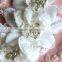 Floral Bohemian Bridal Accessories Luxury Austrian Crystal Ribbon Flower Hair Accessory Fashion Women Hair Jewelry