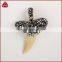 Real shark tooth drop pendant, shark tooth charm with rhinestone pave beads