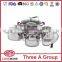 DW 10pcs set stainless steel cookware set with silicone handle