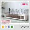 stylish armored glass top wood tv stand with showcase