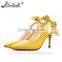Wholesale OEM ODM Pointed toe ladies high heel shoes leather spring sandals nice women shoes for 2016