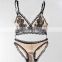 stretch lace bra and hipster sets, elastic stripe band sport chic lace bralette sets