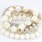 Fashion jewelry mix crystal plastic pearls beaded rose flower stretch bracelet