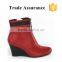 2015 New High Top red color Height Increasing Women wedge Ankle Boots