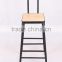 Vintage Industrial Furniture Metal High Chair Dining Chair with Pine Wood Seat