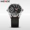 WEIDE Brand 2016 Men Casual Watch Business Style Two Time Zone 3ATM Waterproof Black Leather Strap China Top Sale Wrist Watch