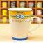 hot-selling lovely cartoon 450ml minions relief ceramic gift coffee mug with cover and spoon