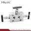 Female/Male NPT 1/2 inch Instrument Manifolds SS316 Horizontally Mounted 3 valve Manifolds