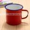 Wholesale custom logo printed enamel camping mug/8cm red enamel metal mug