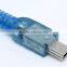 1.5M USB2.0 cable Male to Mini 5PIN Transparent blue model