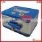 Convenient carrying handle rectangle lunch box tin can