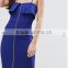 Guangzhou Clothing OEM blue semi formal Midi Bodycon Zip Front Dresses