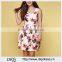 Ladies Sleeveless V Neck Back Zip Large Flower Print Knee LengthParty Dress