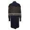 Women's Striped Maxi Cardigan With Extra-large Shawl Collar And Long Sleeves