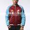 MGOO New Arrival Satin Raglan Long Sleeves Jackets Baseball Red Mens Bomber Jackets With Custom Embroidery