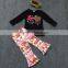 2016 baby girl clothes Spring outfits "love is all you need" leopard heart aztec pant with matching headband set