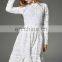 High fashion long sleeve peter pan collar lace dress directly from factory