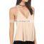 hot girl beauty blank v neck tank top wholesale bamboo pink tank top