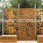 corten steel laser cutting tree pattern screen panels