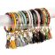 PU Leather Key Chain Women Circle Tassel Bracelet Wristlet Keychains Girl Key Ring Wrist 35colors