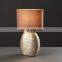 Japan style simple custom luxury gold indoor lighting ceramic base royal antique brown bedside lamps for hotel