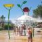 enjoy splashing with splash pad with showering palm trees and flowers