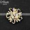 wholsale fashion silver gold crystal rhinestone diamond pearl flower brooch korea