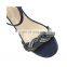 Fancy look low wedges sandalias embellished stones ankle strap heeled sandals shoes