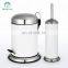 Round Stable Kitchen Dustbin Strong Base Kitchen Waste Bin Toilet Brush White Stainless Steel Cover Powder Coating Garbage Bin