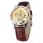SEWOR 614 Men Classic Wrist Leather Band Watch Skeleton Hand Winding Mechanical Casual Man Watches