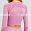 2 Piece Gym Set Women Seamless Long Sleeve Crop Top And Leggings Yoga Gym Wear Set