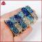 Bicolor titanium druzy bar connector-blue, silbver, green