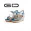 GDSHOE cheap price ladies pu sandals classical high heel wedge sandals