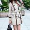 2016 women spring and autumn jacket long trench coat contrast color overcoat