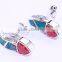 925 Sterling Silver Young Girl Triangle Opal Earring Red Ruby Stone Earring