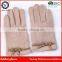 wool gloves with leather bow for lady