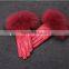 Winter Ladies Sheep Leather Gloves With Beige Fox Fur Cuff