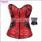 Black Brocade Boned Corset Top Metal Clasps Closure Cord Lace Up Back Body Shaper Women Basque Embroidery Corsets