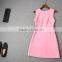 lovely pink one-piece sleeveless falbala design knee-length girl dress ladies