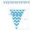 blue Chevron Triangle Pennant Banner Party Decorations for Birthday Parties