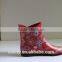 sexy red ankle female floral rubber rain boots