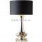 Middle East style round base design living room table lamp with gold vase and long cylinder linen shade