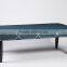Square tufted linen fabric limed gray oak wood coffee table ottoman